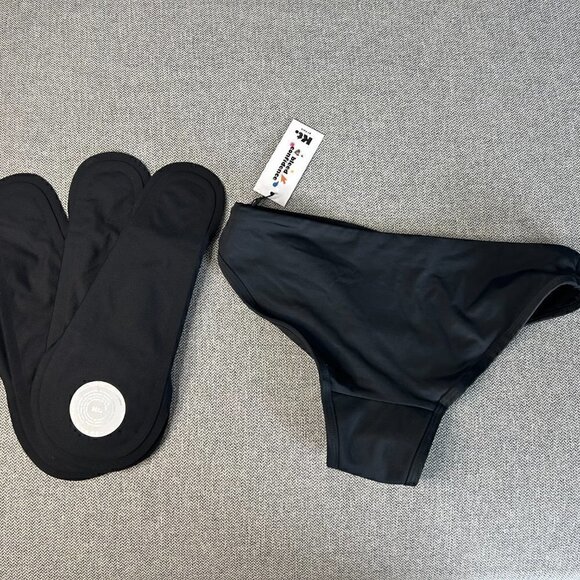 KT Teen Knix Period Swim Bikini Bottoms S Black w 3 Reusable Pads NWT - Picture 2 of 2